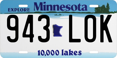 MN license plate 943LOK