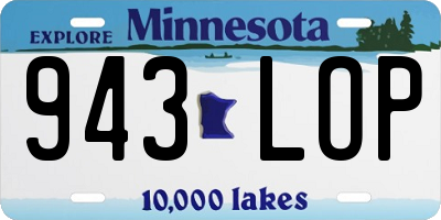 MN license plate 943LOP