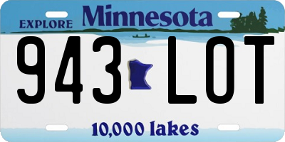 MN license plate 943LOT