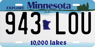 MN license plate 943LOU