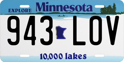 MN license plate 943LOV