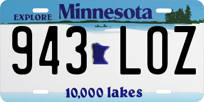 MN license plate 943LOZ