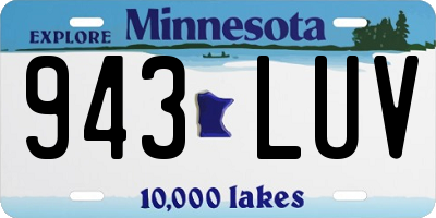 MN license plate 943LUV