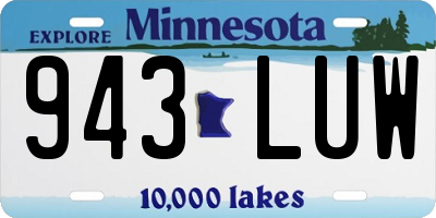 MN license plate 943LUW