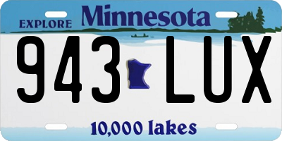 MN license plate 943LUX
