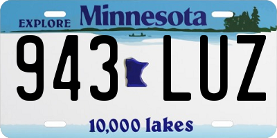 MN license plate 943LUZ