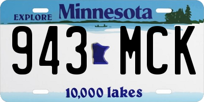 MN license plate 943MCK
