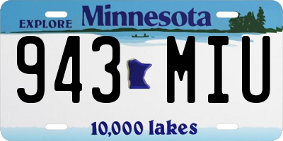 MN license plate 943MIU