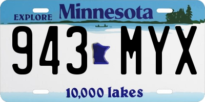 MN license plate 943MYX