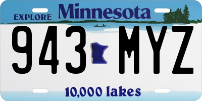 MN license plate 943MYZ