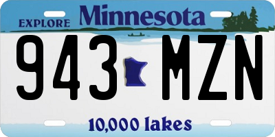MN license plate 943MZN