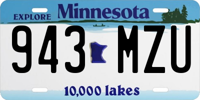 MN license plate 943MZU