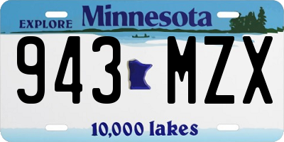 MN license plate 943MZX
