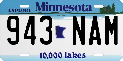 MN license plate 943NAM