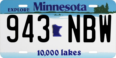 MN license plate 943NBW