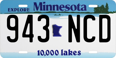 MN license plate 943NCD