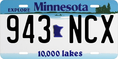 MN license plate 943NCX