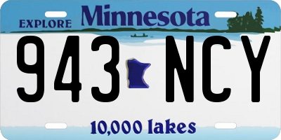 MN license plate 943NCY