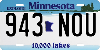 MN license plate 943NOU