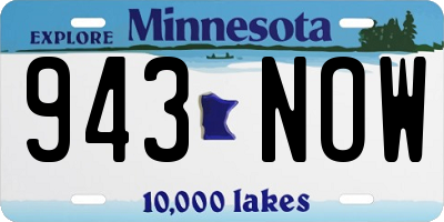 MN license plate 943NOW