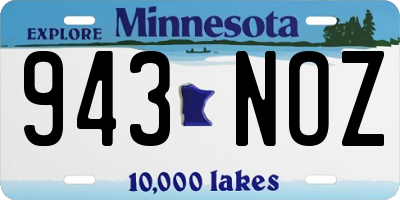MN license plate 943NOZ