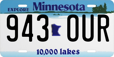 MN license plate 943OUR