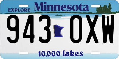 MN license plate 943OXW
