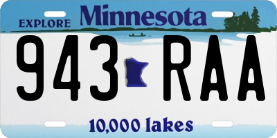 MN license plate 943RAA