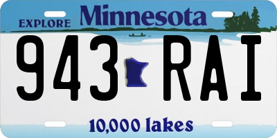 MN license plate 943RAI