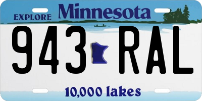 MN license plate 943RAL