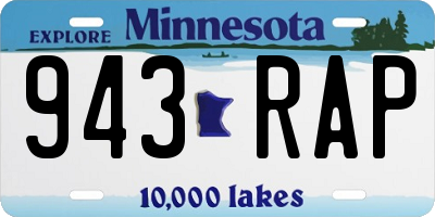 MN license plate 943RAP