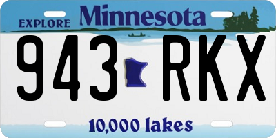 MN license plate 943RKX