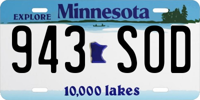 MN license plate 943SOD