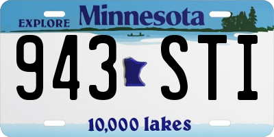 MN license plate 943STI