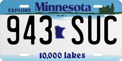 MN license plate 943SUC