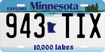 MN license plate 943TIX