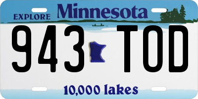 MN license plate 943TOD