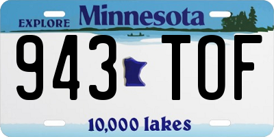 MN license plate 943TOF