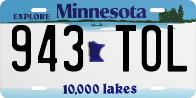 MN license plate 943TOL