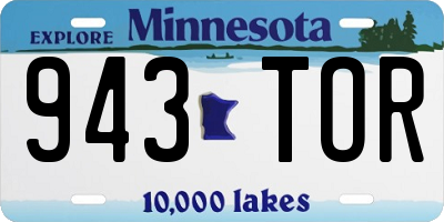 MN license plate 943TOR