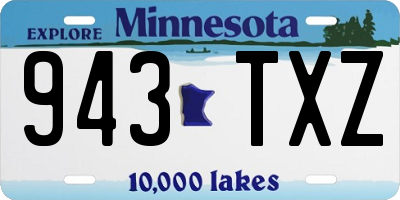 MN license plate 943TXZ