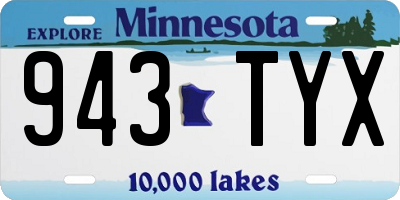 MN license plate 943TYX