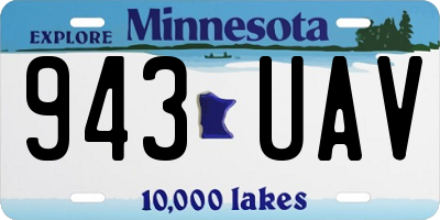 MN license plate 943UAV