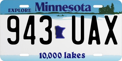MN license plate 943UAX