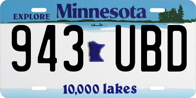 MN license plate 943UBD