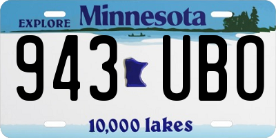 MN license plate 943UBO