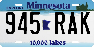 MN license plate 945RAK