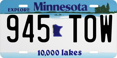 MN license plate 945TOW