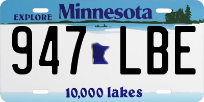 MN license plate 947LBE