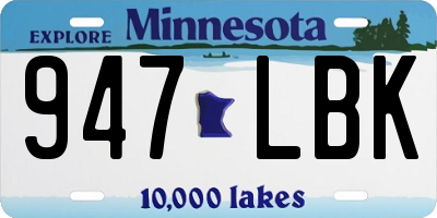 MN license plate 947LBK